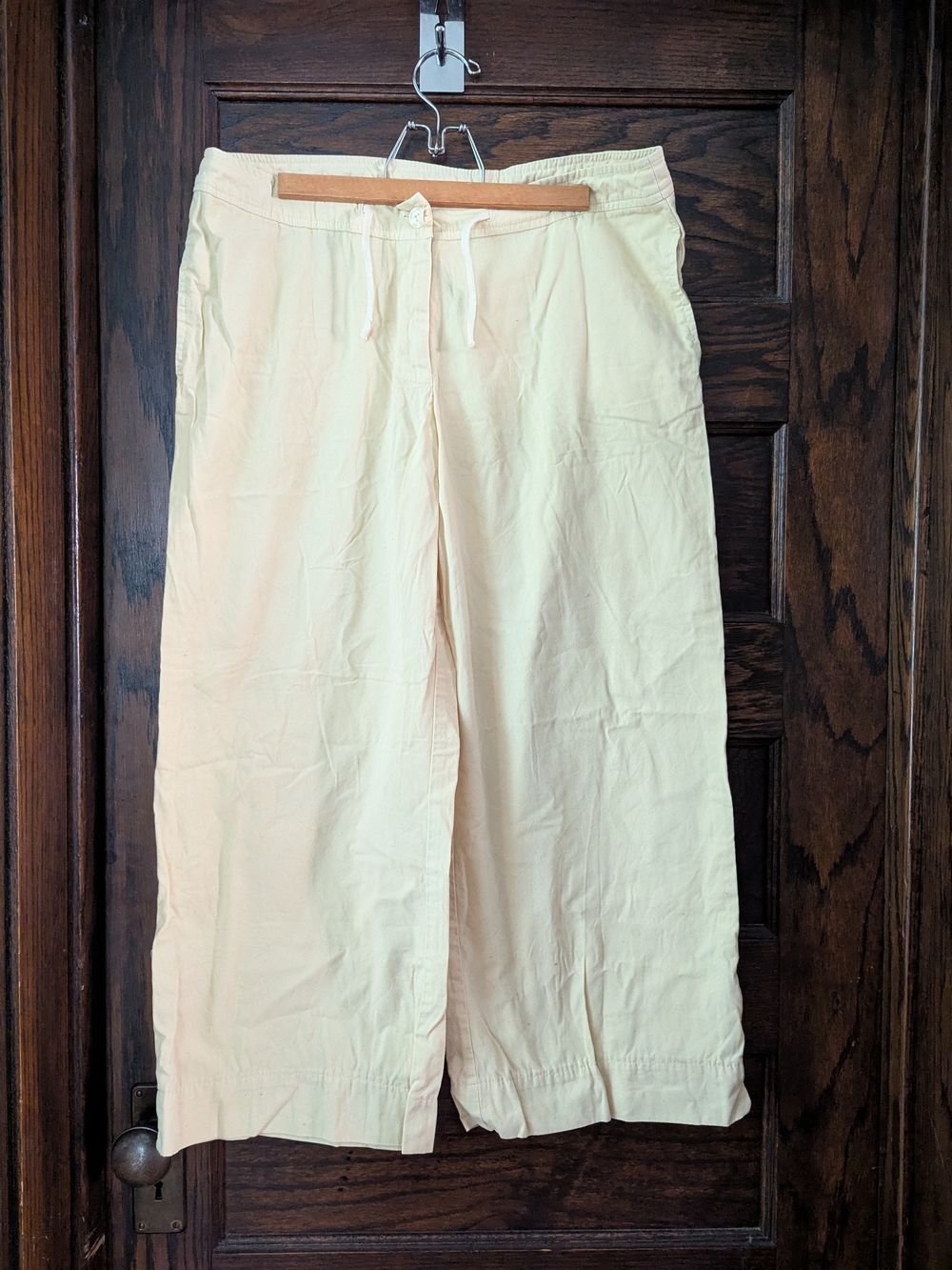 NEW! Anthropologie Sitwell 1999 Vintage Pale Yellow Wide Leg Cotton Cropped Pant